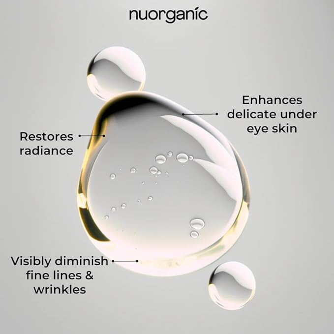 nuorganic Perfect Eye Serum: Fine Lines + Wrinkles + Bags + Dark Circles - Patented PhytoCellular Science + 18X More Effective Anti Aging + Better Skin in 7 Days - Vegan