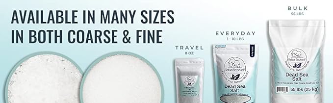 Natural Elephant Dead Sea Bath Salt Travel and Trial Sizes |100% Natural and Pure| Fine and Coarse Grain | Ideal for Baths and Soaks (8 oz Travel Size, Coarse Grain)