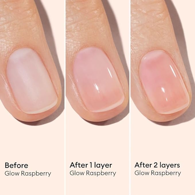 Manucurist Active Glow™ Raspberry Nail Polish & Care - Ultra-Glowy 2 in 1 Nail Concealer & Care - Plant-Based Ingredients: Sweet Almond Oil, Raspberry for Nourished Nail Rosy Mirror-Like Shine