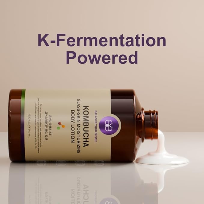 BALANCE YOUR BIOME Kombucha Glass-Skin Moisturizing Body Lotion, Fermented soybeans, barley, pear juice, pomegranate,12 types of Vitamin. pH balance, K-Beauty,16.9 fl.oz.500ml,No Silicone