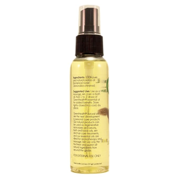 2 Fl Oz Jojoba 100% Pure Cold Pressed Unrefined w/Black Spray Cap - Revitalizes Hair and Gives Skin a Radiant and Youthful Look, Great for Lips, Cuticles, Stretch Marks, Beard, Leaving You Vibrant.