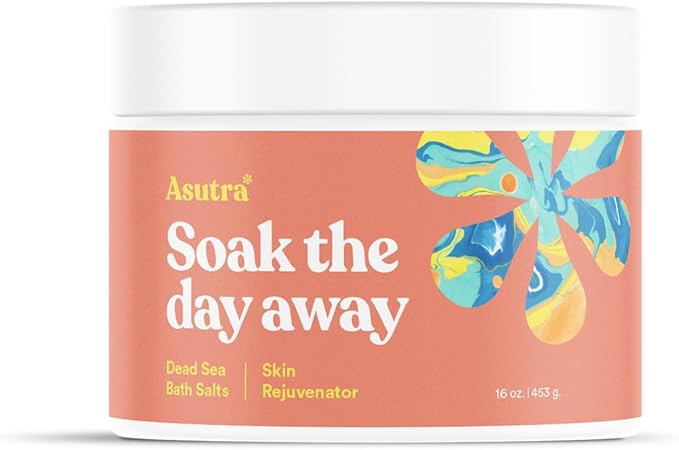 ASUTRA Dead Sea Bath Salts (Skin Rejuvenator), 16 oz - Soak in Rich & Vital Healing Minerals - Pamper & Soften Skin with Grapefruit, Juniper, & Cypress Essential Oils