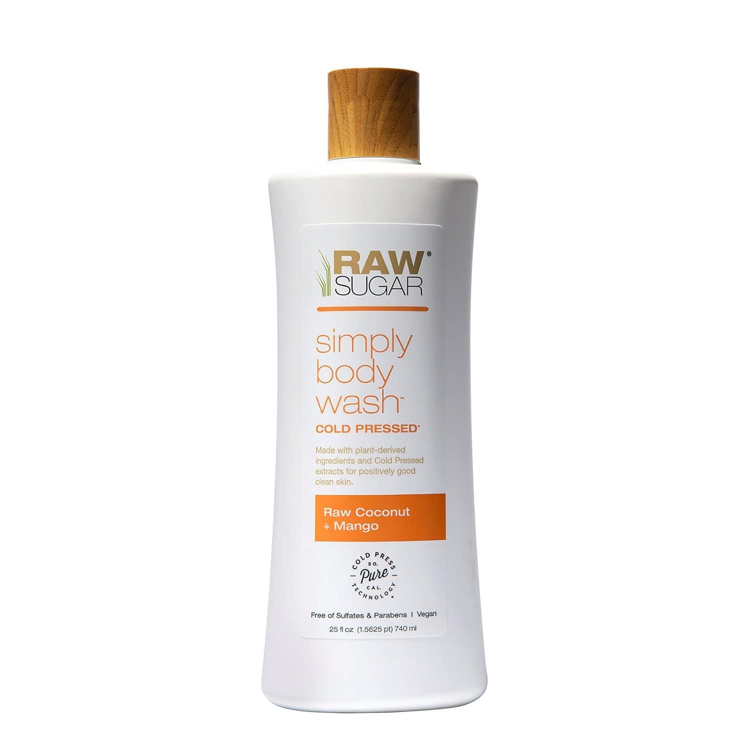 RAW SUGAR Simply Body Wash, (25 Fl Oz, Pack of 1) Bath Soap, Formulated without Sulfates & Parabens (Raw Coconut + Mango)