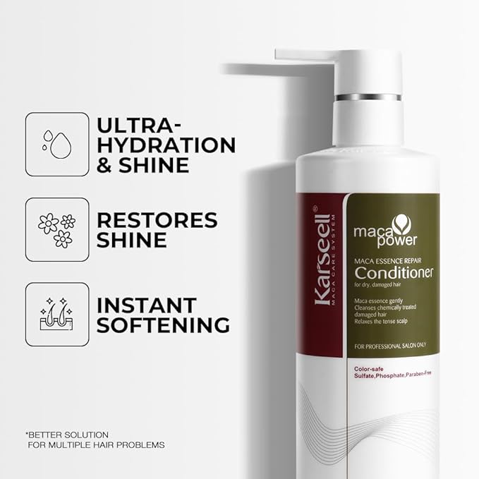 Karseell Conditioner Deep Restores Argan Oil Hair Treatment Smooth Glossy for Dry and Damaged Hair 500ml 16.9 Oz