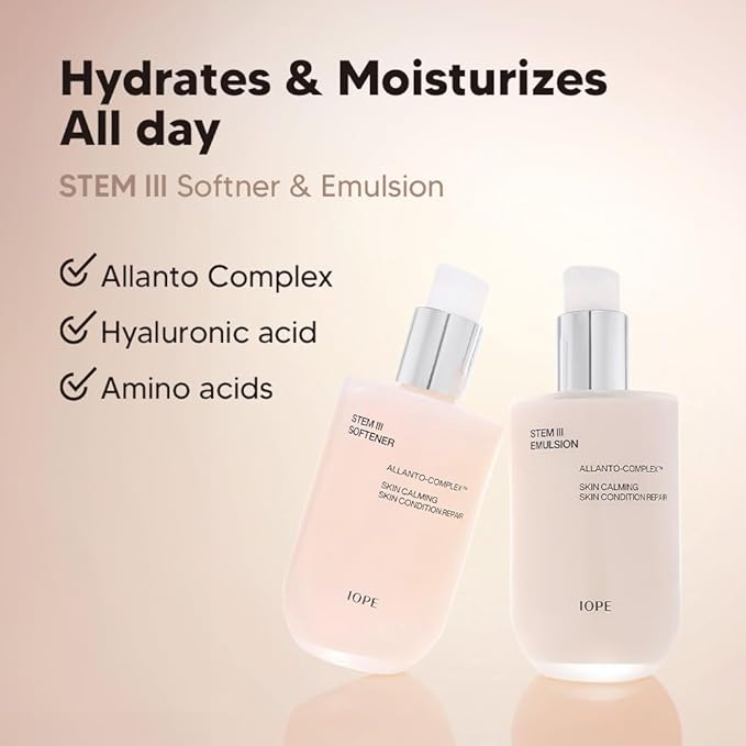 IOPE STEM III Skin Care Gift Set | Korean Timeless Skincare for Daily Uses, Intense Anti-Aging Face Toner & Lotion & Serum with Hyaluronic Acid, Kit for Hydration and Moisture Barrier Strength