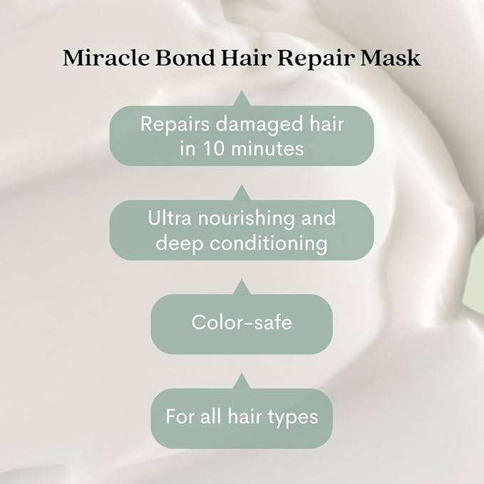 Miracle Bond Mask To Support Thicker, Voluminous, Fuller Looking Hair, Infused with Hyaluronic Acid, Biotin, Avocado and Argan Oil, 8.45 Fl Oz