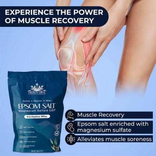 Frosty Dive Epsom Salt - Pure Epsom Salt Soak, Magnesium Sulfate USP, Fine Grain, Fragrance-Free, Soothing Bath Salts for Relaxation, Muscle Recovery, Sleep Support & Skin Care