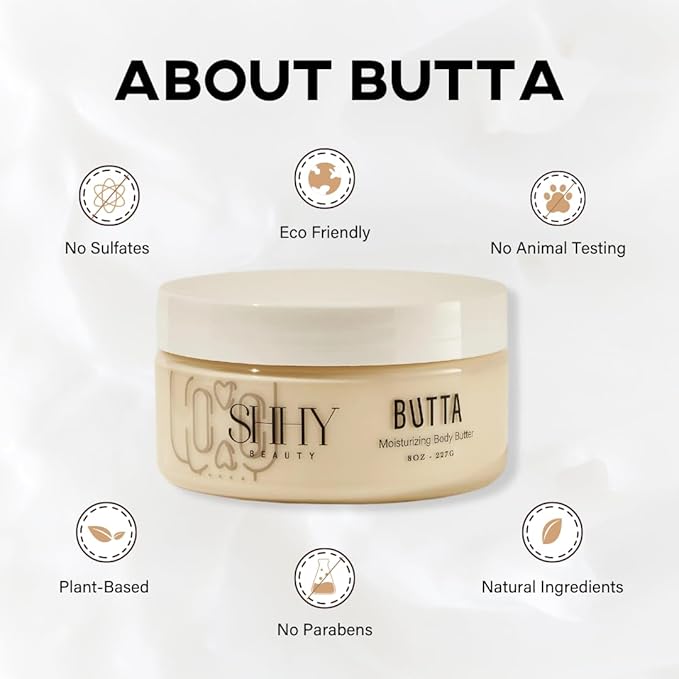 Butta Moisturizing Body Butter, Whipped Body Butter with Natural Shea, Natural Body Lotion for Body Glow, Deep Moisturizer and Body Care Lotion