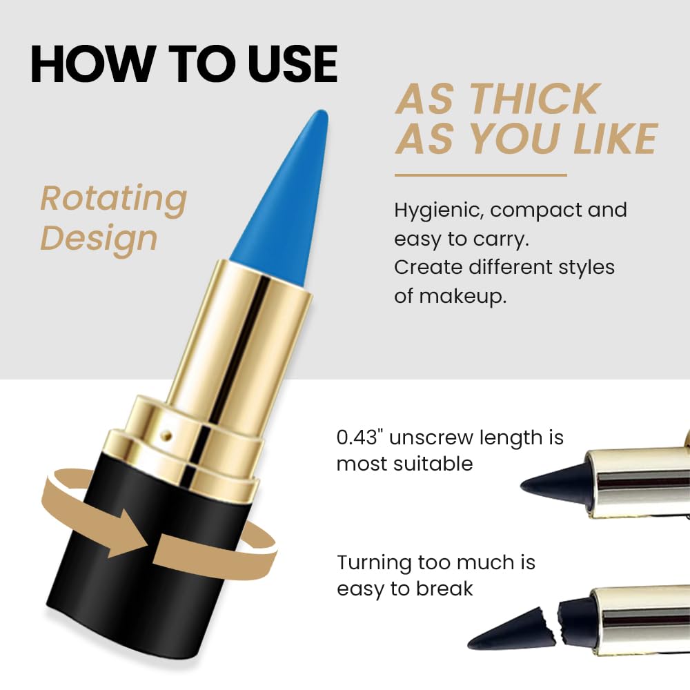 Kaely 4Pcs Light Blue Green Purple Red Gel Eyeliner Pencil,Cream Waterproof Smudge Proof Eye Liner,Halloween Makeup,Eye Black Face Paint Lipstick Crayon,Color Colorful Eyeliner Eyeshadow Stick