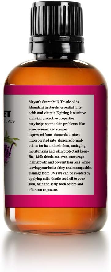 Mayan's Secret Milk Thistle Seed Oil Pure Cold Pressed Rich in Vitamin E and for Aging Skin