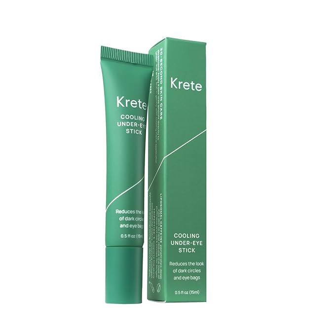 KRETE Cooling Under-Eye Stick with Liposomal Caffeine and Tripeptide-5 - Helps with Dark Circles and Puffiness, Vegan & Cruelty-Free, 15ml