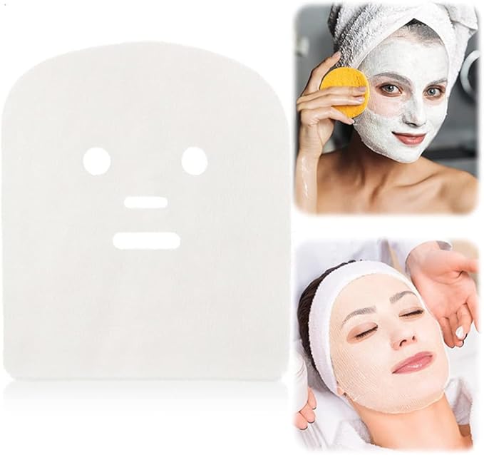 100 Sheets Gauze Mask Large Precut Gauze Face Masks Soft Gauze Face Pads White Net Face Gauze Mask Natural Spa Gauze Facial Mask Facial Skin Paper Sheet Gauze for Spa Beauty Salon