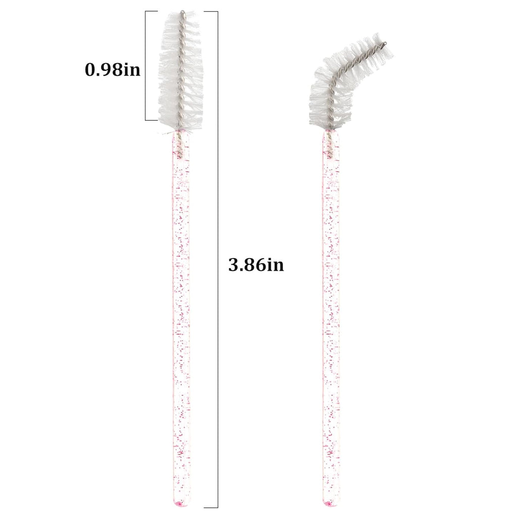 300PCS Disposable Mascara Wands Spoolie Brush Crystal Eyebrow Brushes Eyelash Extension Applicator Makeup Kits.myaokue-up(Pink/White)