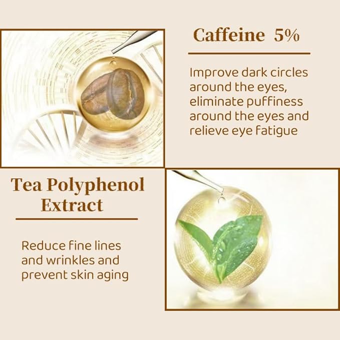 New Caffeine Solution 5%+ EGCG, Facial Caffeine Eye Serum, Moisturizing Eye Solution, Can Reduce Dark Circles And Puffiness.Caffeine Under Eye Serum,30（ML）