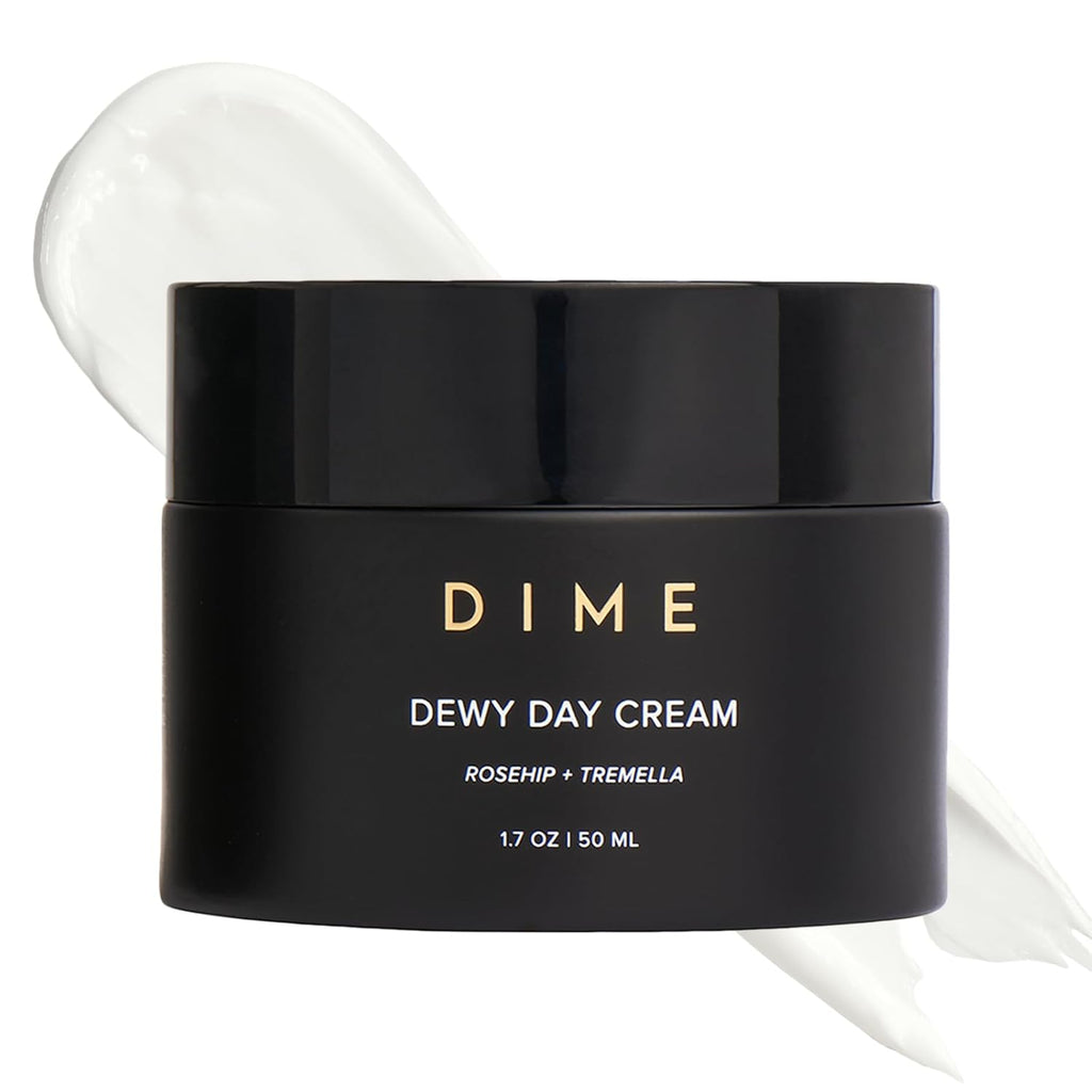Dime Beauty Dewy Day Cream, Morning Face Moisturizer with Rosehip Oil and Tremella Snow Mushroom, 1.7 oz / 50 ml