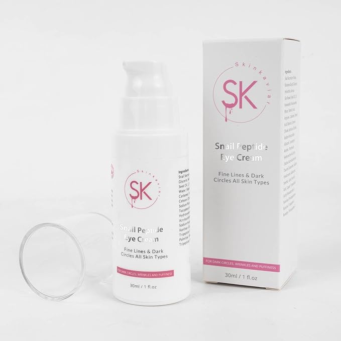 Snail Peptide Eye Cream with 73.7% Snail Mucin and Niacinamide- Brightening Korean Night Cream for Fine Lines and Dark Circles, 30ml / 1 FL Oz