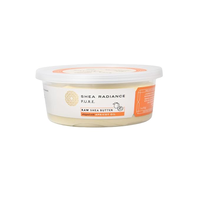 Shea Radiance P.U.R.E Raw Shea Butter | 100% Natural & Unrefined Body Butter | Soothes, Softens, & Increases Collagen | Long Lasting Moisture | Moisturizer for Sensitive Skin | Apricot Oil (5oz)