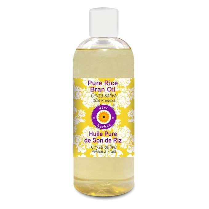 Deve Herbes Pure Rice Bran Oil (Oryza Sativa) Cold Pressed 200ml (6.76 oz)