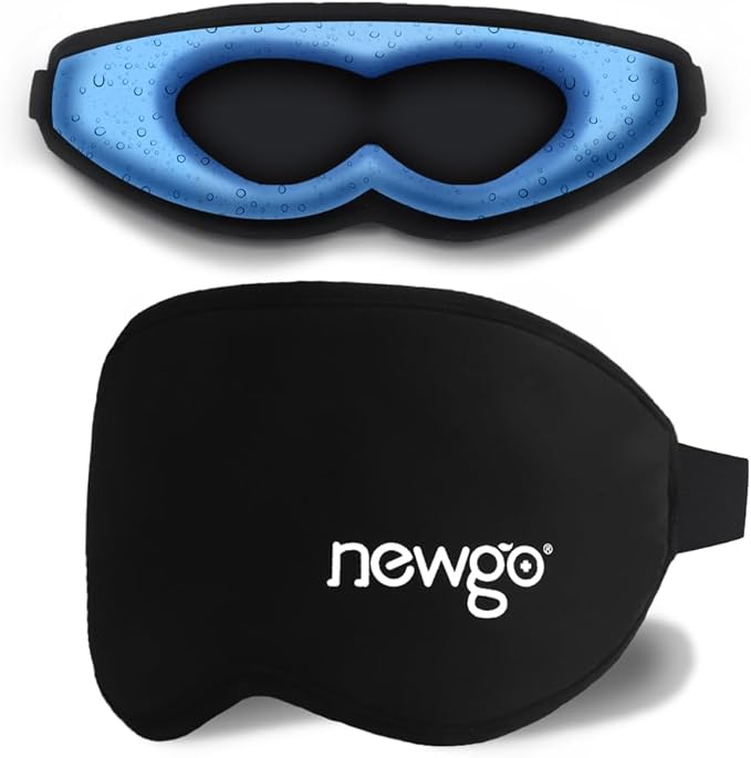 NEWGO Cooling Gel Eye Mask 3D Soft Cold Eye Mask, Eye Ice Pack with Zero Eye Pressure Hot Cold Therapy Blackout Sleep Mask for Puffiness, Dark Circles, Dry Eyes, Headaches and Stress Relief