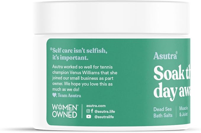 ASUTRA Dead Sea Bath Salts (Muscle & Joint), 16 oz - Soak in Rich & Vital Healing Minerals - Soften & Ease Sore Muscles with Eucalyptus, Peppermint, & Clary Sage Essential Oils