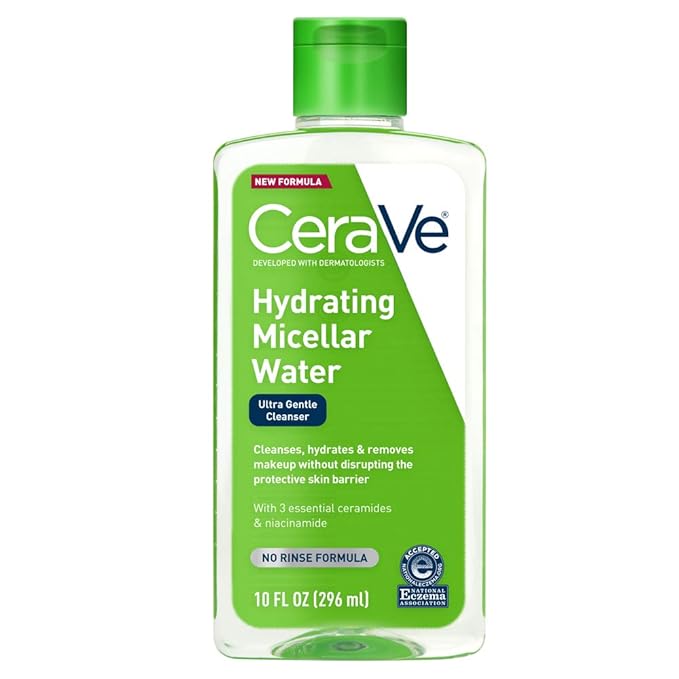 CeraVe Micellar Water, New & Improved Formula, Hydrating Facial Cleanser & Eye Makeup Remover, Fragrance Free & Non-Irritating, 10 Fl. Oz