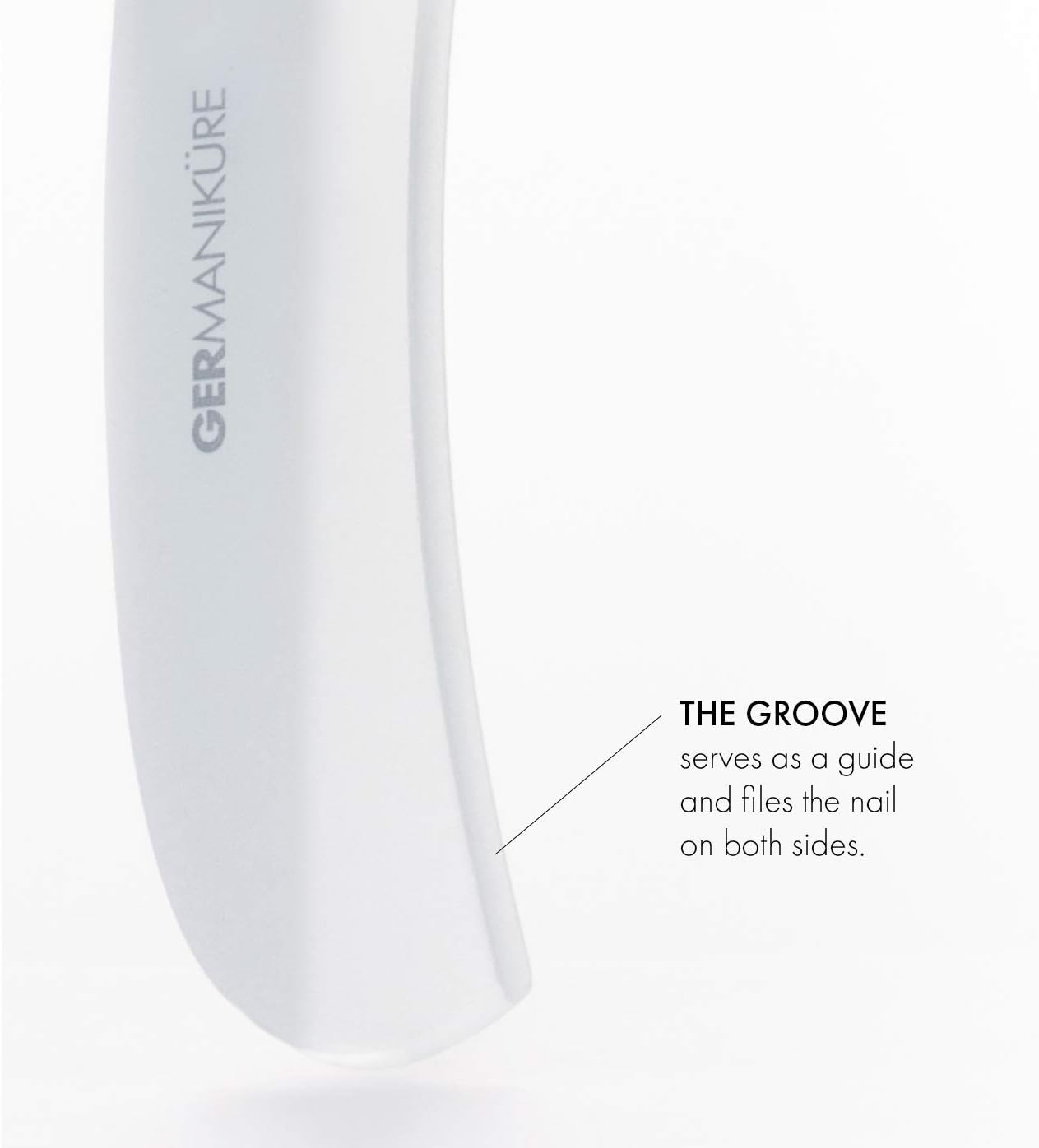 GERMANIKURE Gray Crystal Glass Nail File Set in Magenta Leather Case – Handmade in Czech Republic – Professional Manicure & Pedicure Supplies – Glass Cuticle Stick, Pusher, Moon File