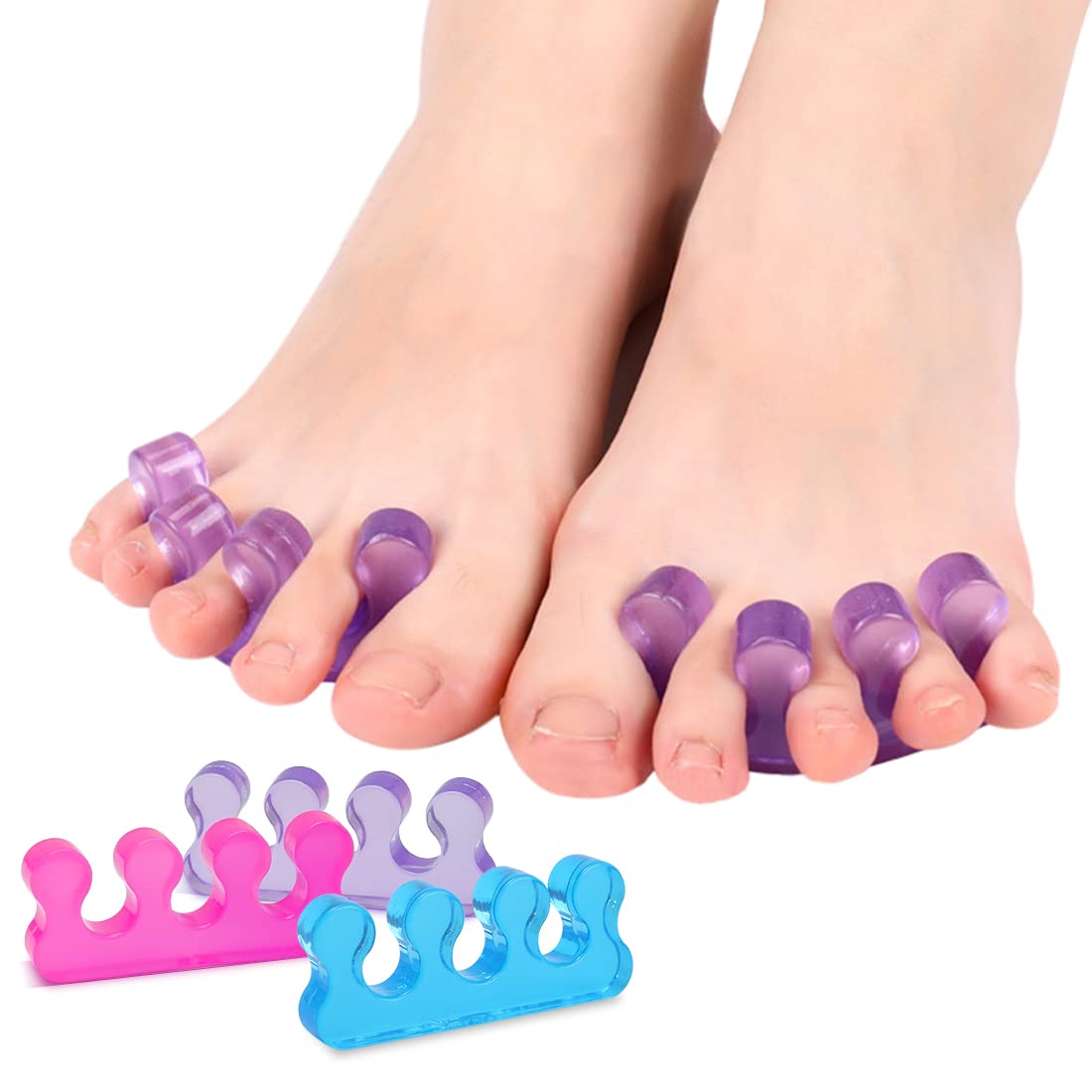 SUNFATT Toe Separators for Pedicure,Toe Separators for Nail Polish,Pedicure Toe Spacers,Toe Spacers use for separation of toenails or nails,Soft Gel Toenail Spacers Pedicure Kit.(6pcs)