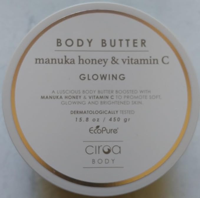 Ciroa Generic, BODY BUTTER, Manuka Honey & Vitamin C, Dermatologically Tested, 15.8 oz (450gr) Pack of One