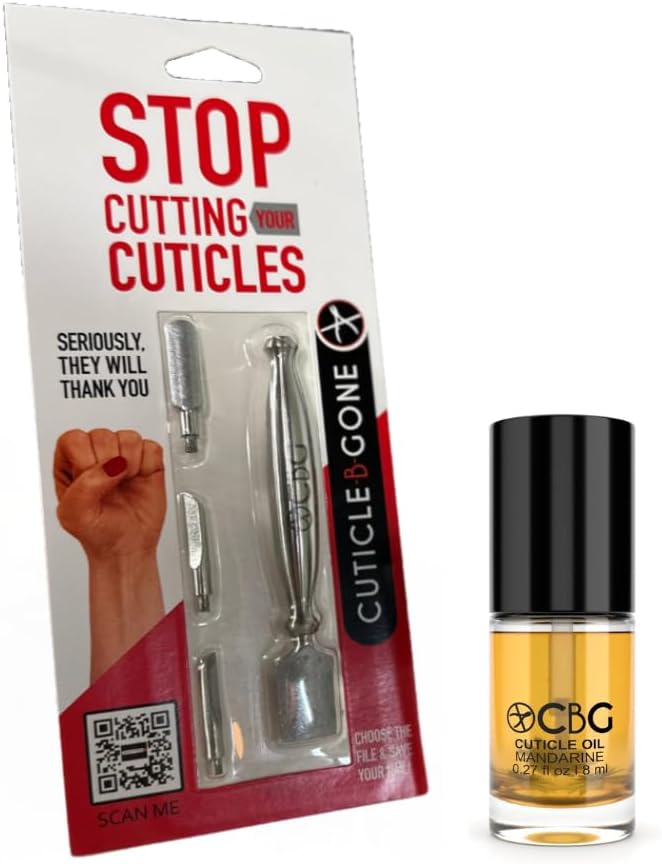 Nail Care Tool, Cuticle Remover Tool with Interchangeable Attachments & Cuticle Oil for Nails, Hydrating Cuticle Oil, Softens Dry Cuticles, Mandarine, 0.27 Fl Oz