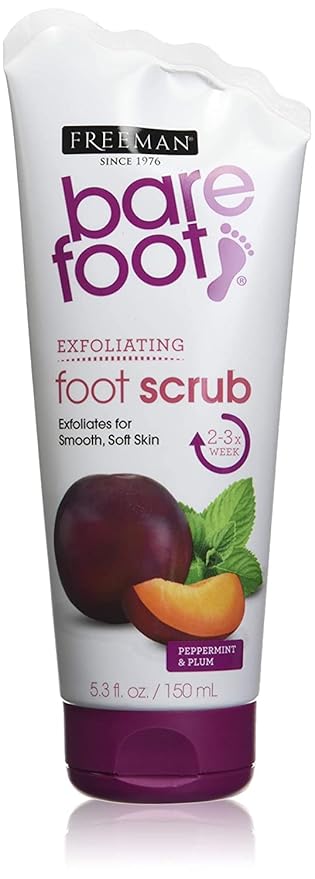 Freeman Bare Foot Exfoliating foot scrub Peppermint and Plum 5.3 oz( Packs of 2)