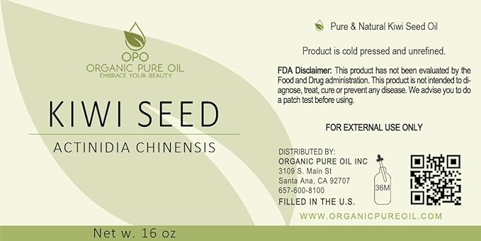 OPO Kiwi Seed Oil - 16 oz - Pure, All Natural, Cold Pressed, Unrefined, Kiwi Oil Perfect for Hair, Skin, Scalp, Body Care Moisturizer