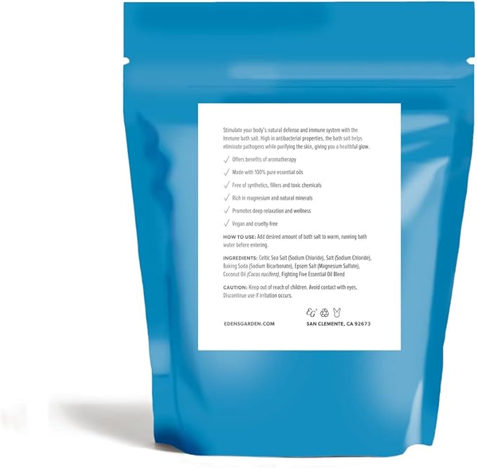 Edens Garden Fighting Bath Salt Soak – Immunity Blend with Pure Essential Oils, Epsom & Dead Sea Salt with Magnesium – Natural Relief, Wellness & Relaxation Bath Salts for Women & Men, 10 oz (283 g)