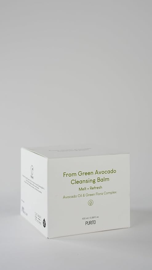 PURITO From Green Avocado Cleansing Balm 100ml / 3.38 fl. oz., Melt-In Moisture with Avocado Oil, Vegan, Cruelty-Free, Suitable for Dry Skin, Korean Skincare