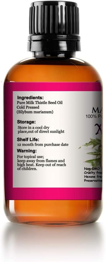 Mayan's Secret Milk Thistle Seed Oil Pure Cold Pressed Rich in Vitamin E and for Aging Skin