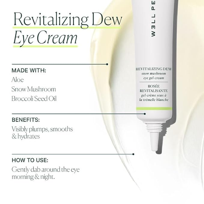 Well People Revitalizing Dew Snow Mushroom Eye Gel-Cream, Gel-based Eye Cream For Moisturizing Undereyes, Targets Fine Lines, Vegan & Cruelty-free