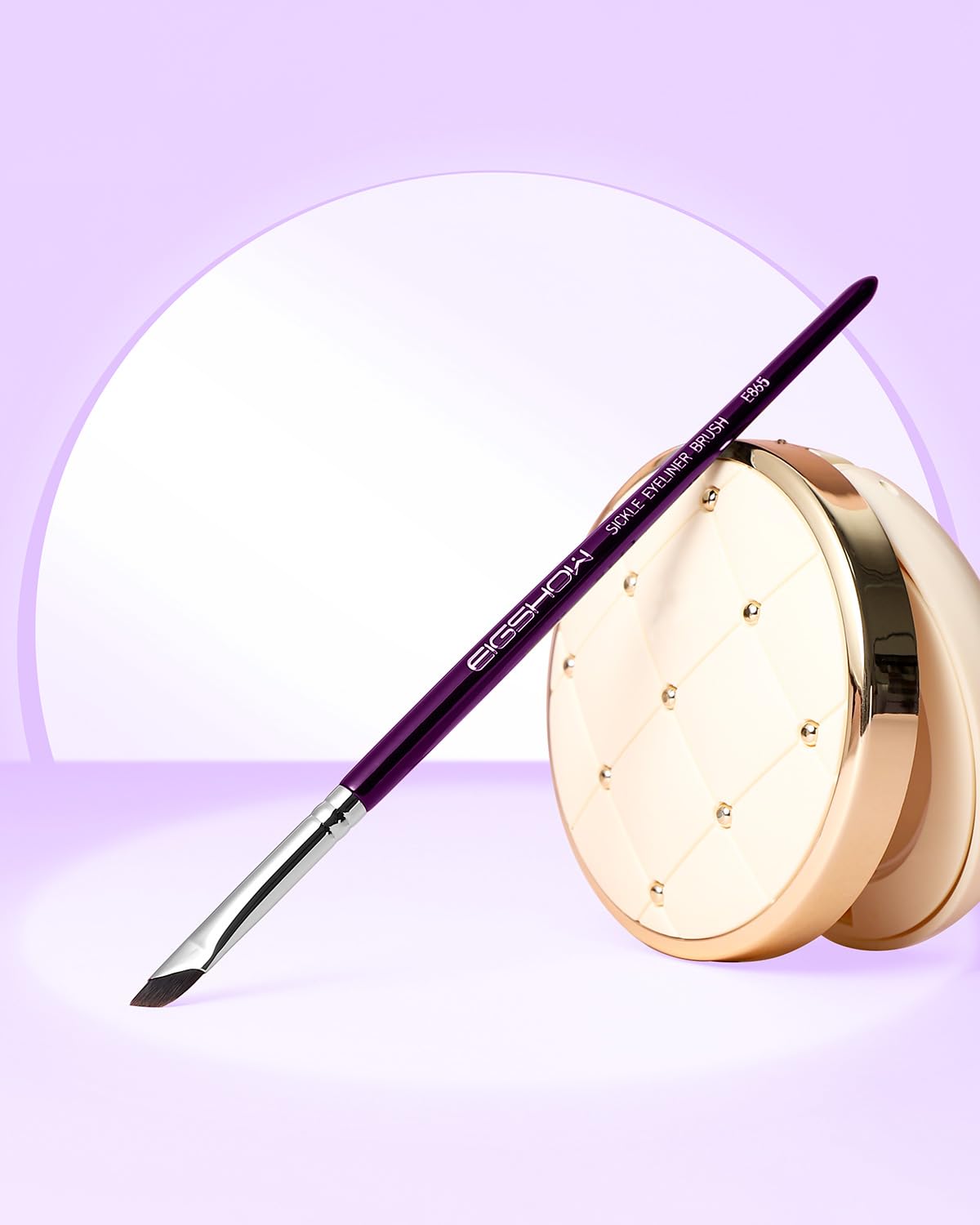 Eyeliner Brush, EIGSHOW Sickle Angled Gel Eyeliner Makeup Brush for Precise Eye Liner, Eyebrow, Eyelid with Ultra Thin Vegan Bristles (E865 Purple)