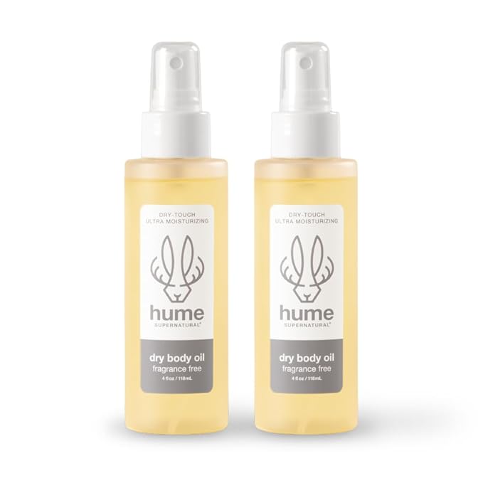 HUME SUPERNATURAL Dry Body Oil Spray - Moisturizing Oil for Dry Skin, After Shower Hydrating Body Oils for Women and Men, Nourishing, Glow, Probiotic, Fragrance Free, 2-Pack