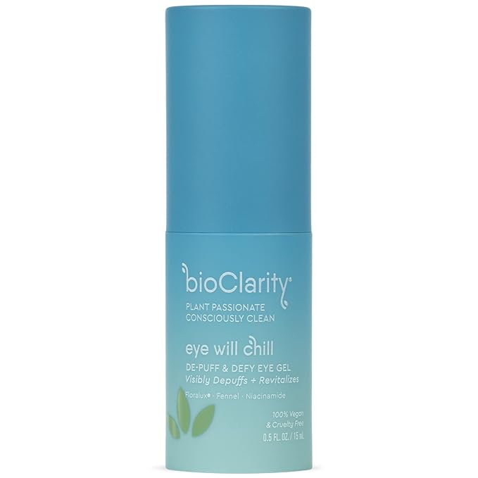 BioClarity Eye Will Chill De-Puff & Defy Eye Gel | 100% Vegan, Cruelty-Free | Contains Niacinamide, Vitamins, B3, C, K | Help Fight Fine Lines and Wrinkles. Reduce Puffiness - .5 fl oz.