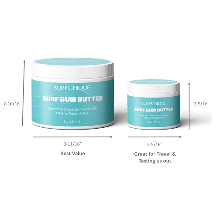 Surf Bum Whipped Moisturizing Body Butter with Light Tropical Scent of Coconut, Vanilla, Mango, & Papaya (2 oz)