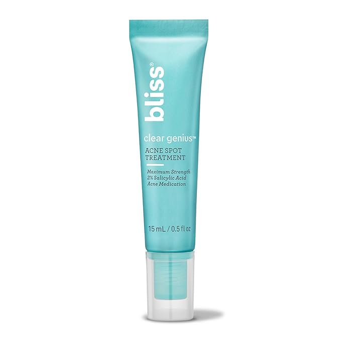 Bliss Acne-Prone Skin Bundle - Clear Genius Toner, Body Spray, Spot Treatment BHA Salicylic Acid and Clarifying Peel & Cleanser