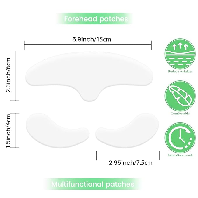 evpct 5Pcs Reusable Silicone Face Tape Wrinkle Patches for Forehead Under Eye and Smile Fine Lines, Face Tape for Castor Oil, Facial Tape Smoothing Forehead Wrinkle Patches for Face Wrinkles Overnight