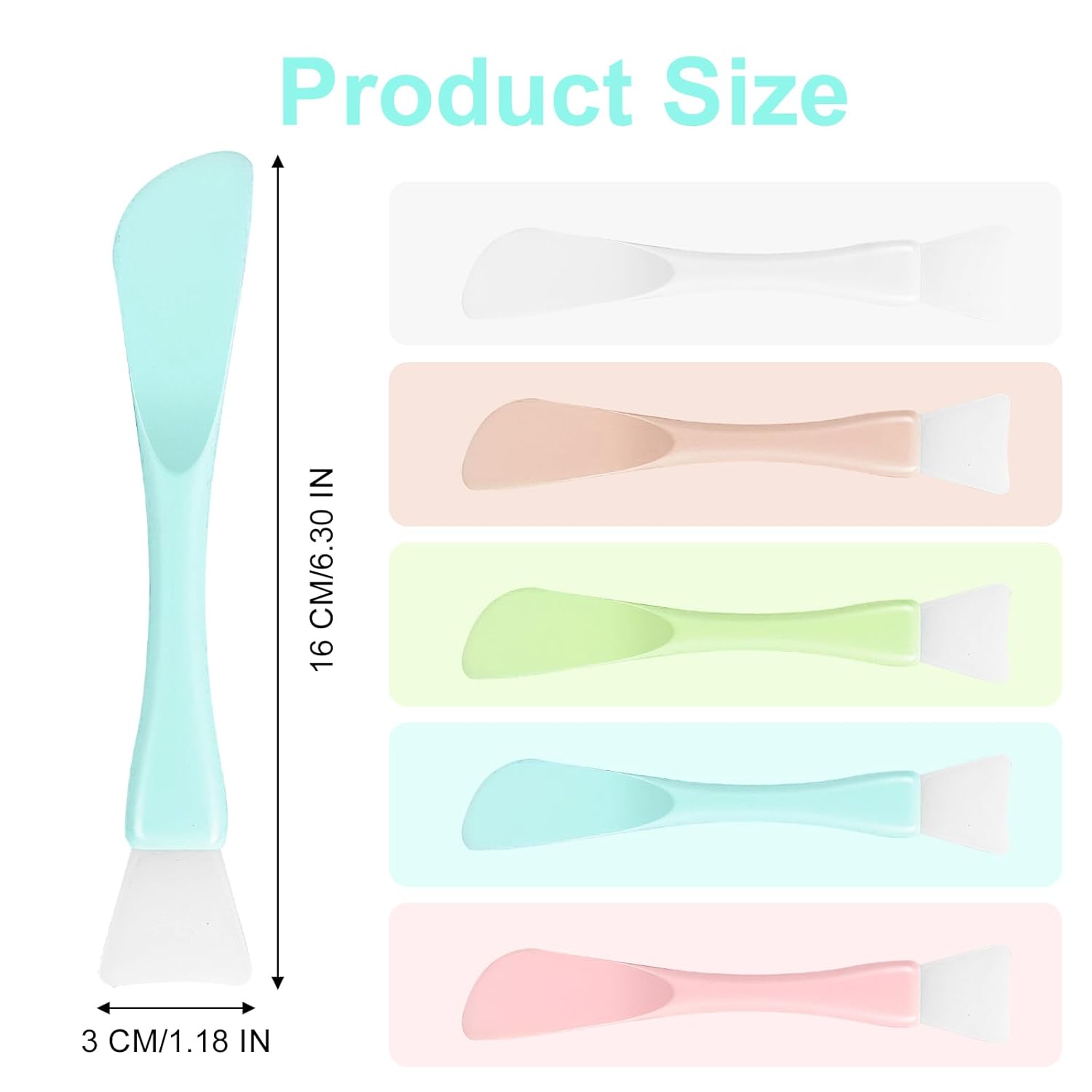 5 Pcs Silicone Face Mask Applicator,Face Mask Spatula,Reusable Double-End Faces Masks Brush Washable Beauty Spatula Comestic Tools for Clay,Cream,Gel,and Mud Facial Masks,Soft Smoothing