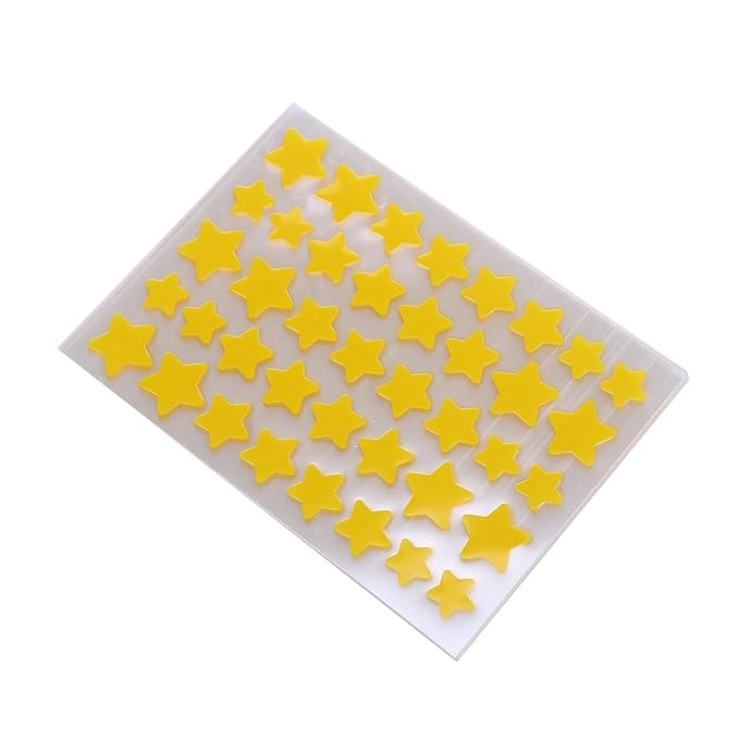 10 Sheets/Pack (400 Capsules) Pimple Patches for Face,Hydrocolloid Acne Patches Star Pimple Patches for Healing,Cute Star Face Stickers Zit Patch,Pore Cleansing Strips,Treatments and Masks (Yellow)