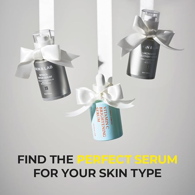 [SKIN&LAB] Essential Serum Set, Includes Vitamin C, Retinol & Niacinamide Serums – Korean Skincare Gift Set for Face – Brightening, Anti-Aging & Pore Care – 3 x 1.01 fl. oz.