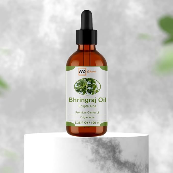 Natural Bhringraj Oil 3.38 Fl Oz / 100 ml for Skin Care, Hair Care, Scalp Massage & Body Massage