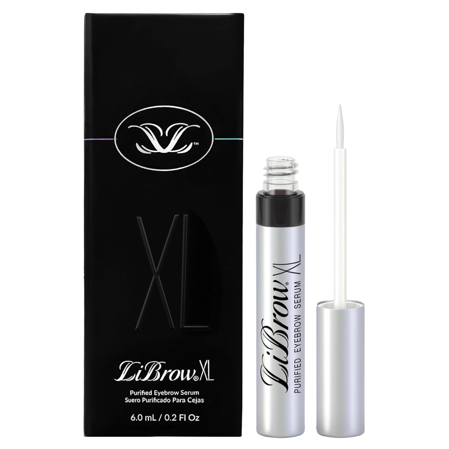 LiBrow Purified Eyebrow Serum XL to Grow Darker, Fuller, Thicker-Looking Brows - Natural Botanical Extracts, Safe for Sensitive Skin & Thin Brow Hairs - Vegan & Cruelty-Free (6mL, 6-Month Supply)