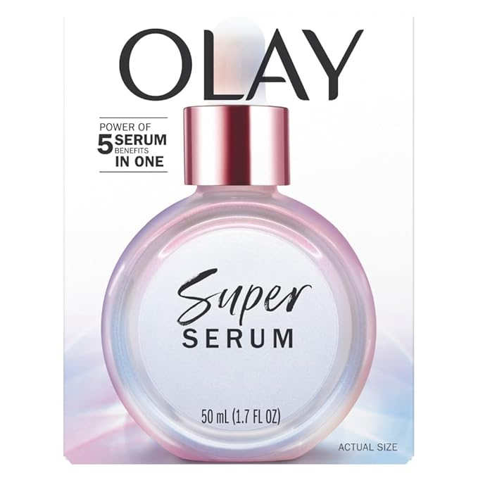 Olay Super Serum - Vitamin C & E, Niacinamide, Collagen Peptide, AHA - Glass Skin Care for Face - Brightening, Hydrating, Firming, Evens Tone, Smooths Fine Lines, Dark Spot Reduction, 1.7 Oz