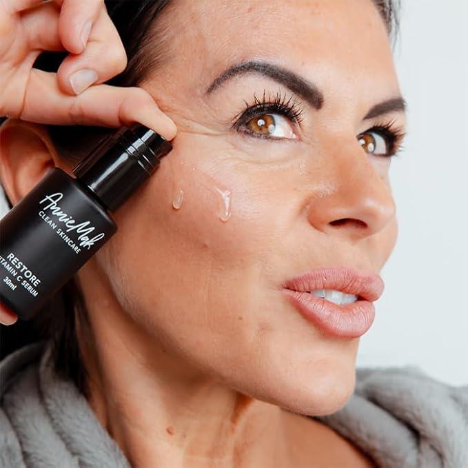 AnnieMak Restore Vitamin C Serum for Face with Hyaluronic Acid, Vitamin E & Patented Ingredients for Skin Tightening & Brightening, Facial Skincare for Fine Line & Wrinkle, Promotes Collagen (1 fl oz)