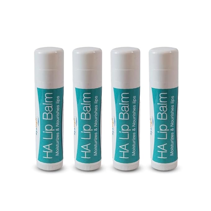 Hyalogic HA Lip Balm - Hyaluronic Acid & Organic, Natural Coconut Oil - Soothes Dry, Chapped Lips - Plumping, Moisturizing & Nourishing - Unflavored - Fragrance & Dye Free - 4.25g - 4 Sticks