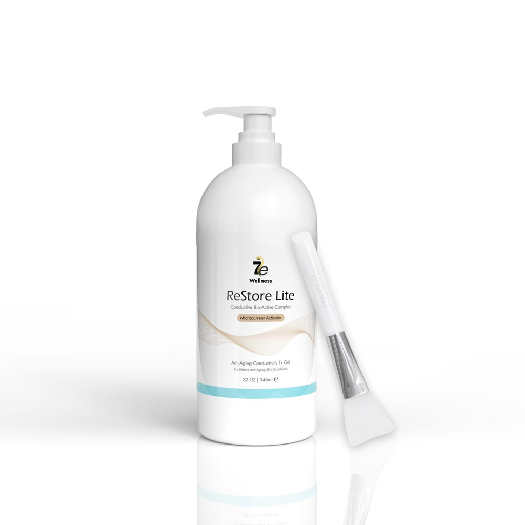 7E Wellness Myolift Restore Lite Gel- 32oz - Conductive Gel for Beauty & Skincare, Microcurrent, Face Mask Brush - 32oz / 1L